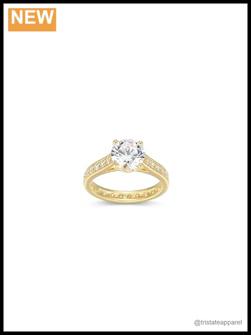 18k Yellow Gold Plated Sterling Silver CZ Engagement Ring Solitaire
